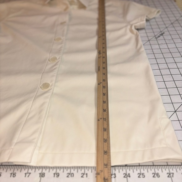 Bagatelle Faux Leather Collared Shirt Dress Buttons Cream size Large - Picture 3 of 8